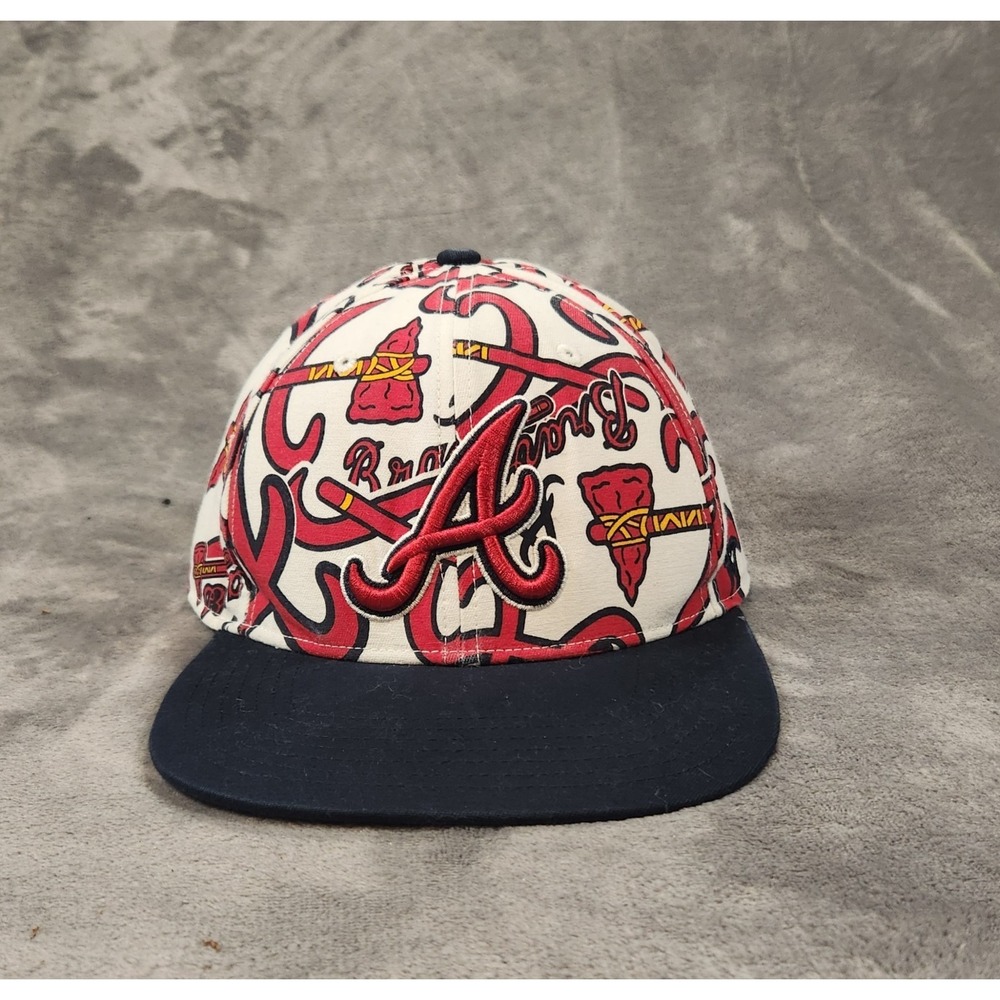 Atlanta Braves‎ Hat White Red Urban Multi-Graphic All Over Bravado Logo  '47
